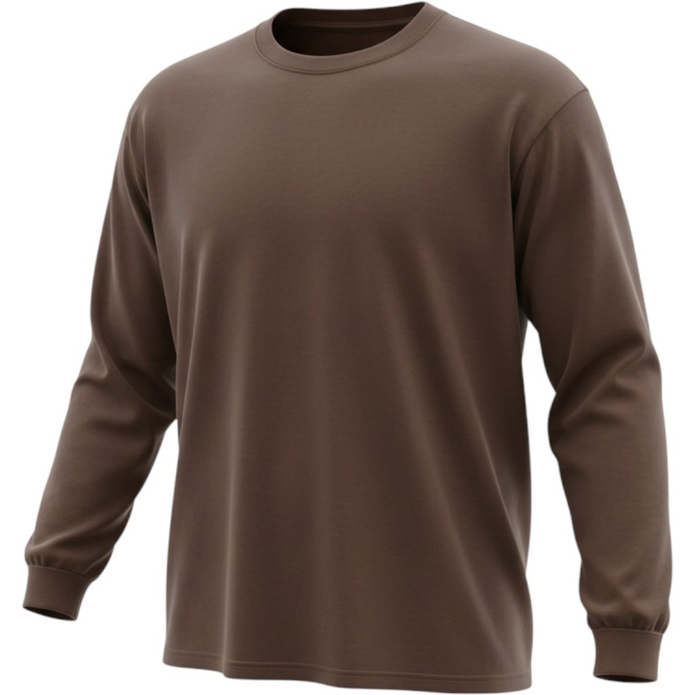 Pro Club Long Sleeve Shirt Mens 2XL Brown Heavyweight Cotton Crew Neck Tee